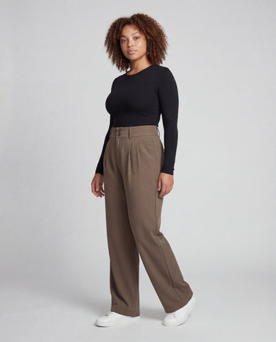 Damen hochtaillierte Palazzo-Hose mit Doppelknopf