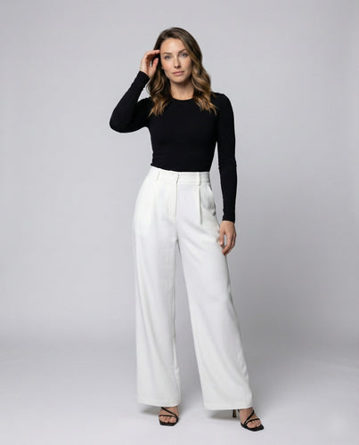 Damen hochgeschnittene Palazzo-Hose mit Bundfalten