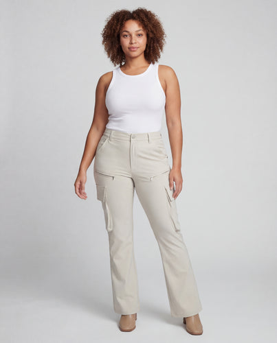 Damen hochtaillierte Cargo-Hose mit Klappentaschen