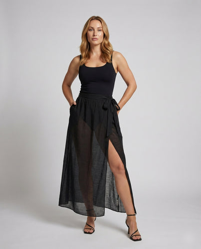 Damen luftiger Wickel-Maxirock aus Voile