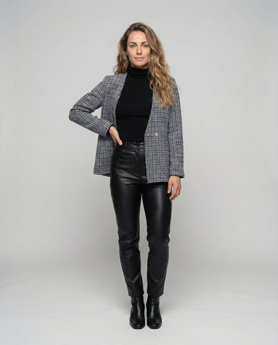 Damen Bouclé-Blazer-Cardigan in kastiger Silhouette