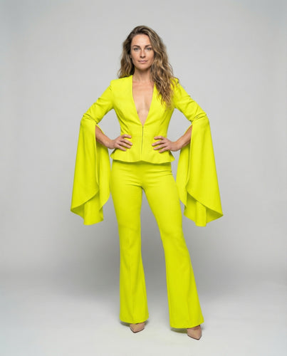 Damen Cape-Blazer-Zweiteiler mit Schlaghose