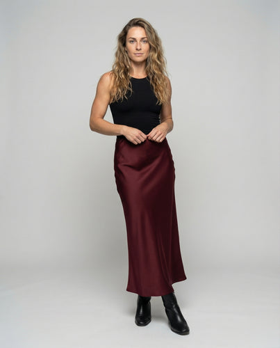 Damen eleganter Maxirock in Satinoptik