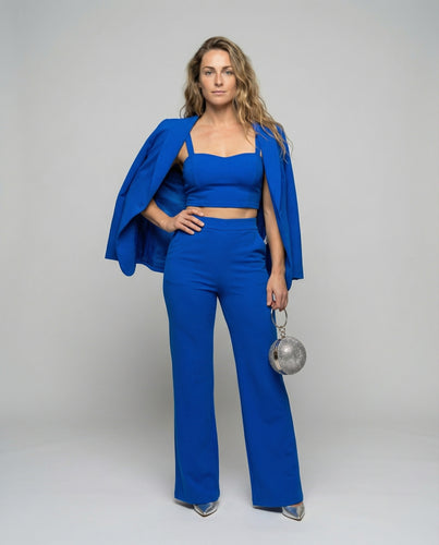 Damen dreiteiliges Abendensemble mit Marlenehose