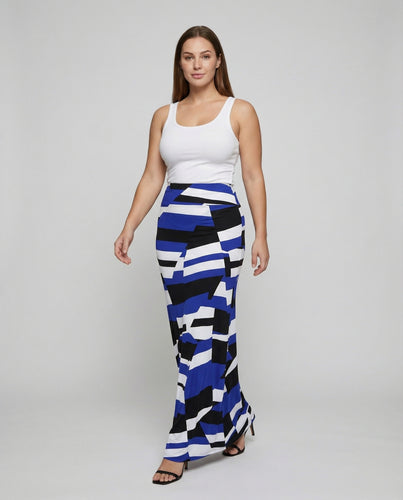 Damen fließender Maxirock mit Chevron-Muster