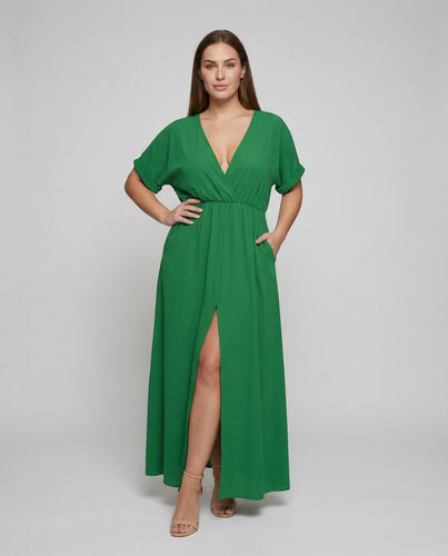 Damen Boho-Maxikleid mit hohem Beinschlitz