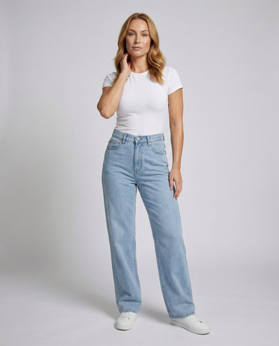 Damen weite Denimhose im Palazzoschnitt