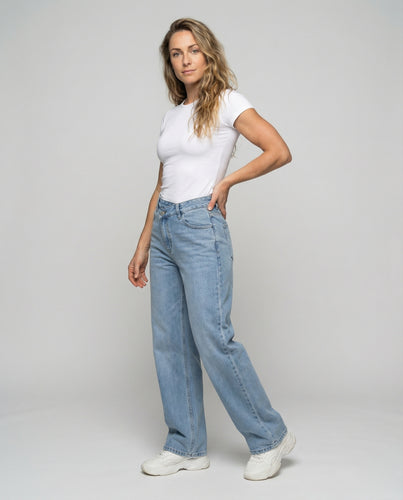Damen gerade Jeanshose mit Seitennähten