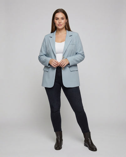 Damen kastiger Einreiher-Blazer mit Zierknöpfen