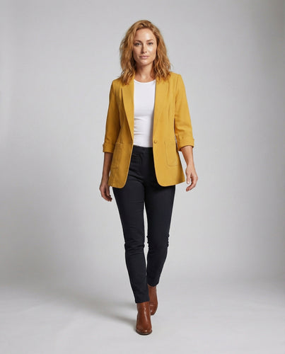 Damen Reisefertige Knitterarme Longblazer