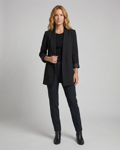 Damen Luxuriöse Seidenumschlag Long-Blazer