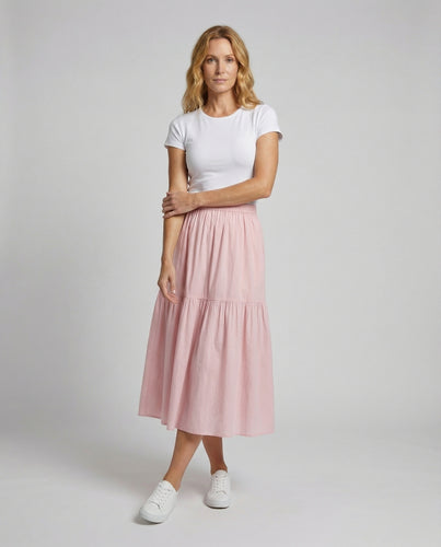 Damen Romantische Lagen-Look Maxirock