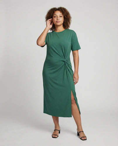 Damen Modische Knotendetail Midikleid