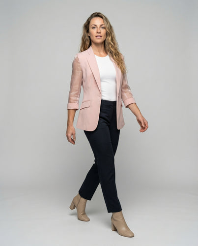 Damen Transparente Organza-Ärmel Blazer