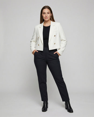 Damen Peppige Verkürzte Zweireiher-Blazer