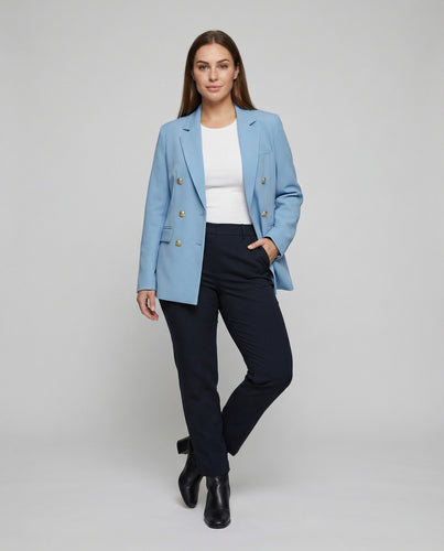 Damen Edle Goldene-Zierknöpfe Doppelreiher-Blazer
