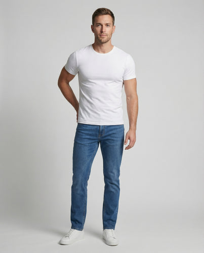 Herren Schmale Mittlere-Leibhöhe Jeanshose