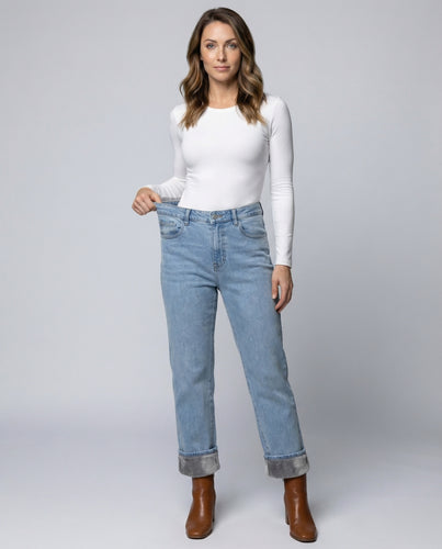 Damen gerade Jeans mit Teddyfutter