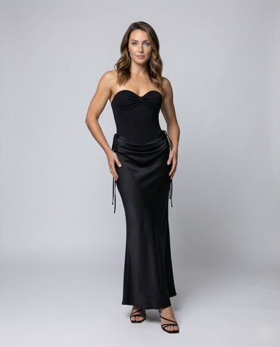 Damen Corsagen-Maxikleid aus Satin