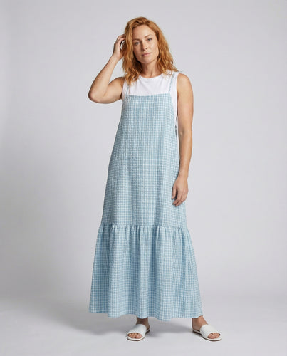 Damen Stufenmaxikleid im Vichy-Karo