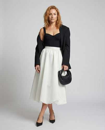 Damen voluminöser Midirock mit Tulpen-Saum