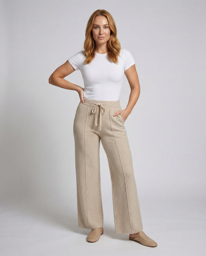 Damen weite Strickhose mit Bügelfalte
