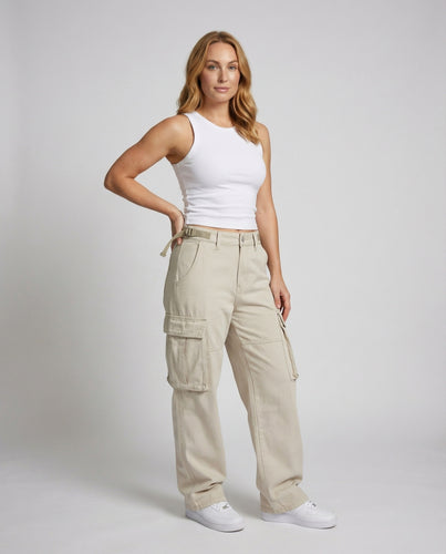 Damen weite Cargo-Hose mit Klappentaschen