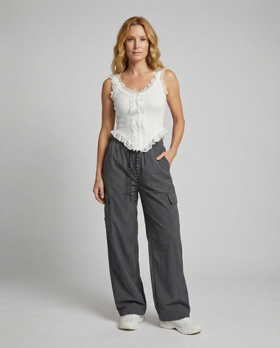 Damen weite Cargohose mit aufgesetzten Taschen