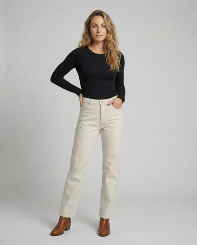 Damen weite Jeanshose mit geschwungener Naht
