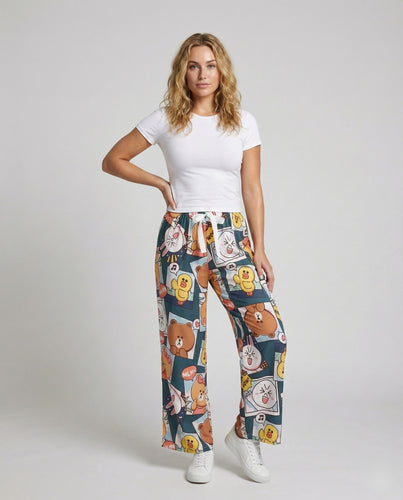 Damen weite Pyjama-Hose mit Zierschleife