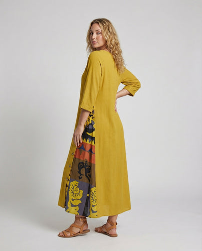 Damen Maxikleid mit Print-Einsatz