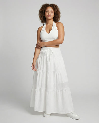 Damen Midriff-Set mit Plissee-Maxirock