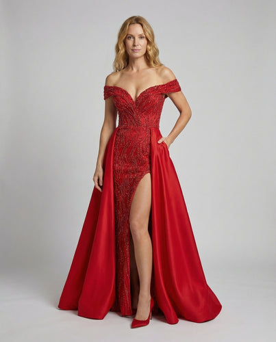 Damen schulterfreies Gala-Abendkleid mit Corsage