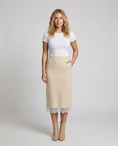 Damen Feine Feinstrick Midirock