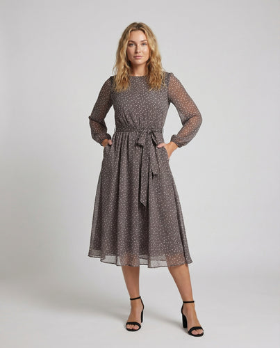 Damen Luftige Chiffon Midikleid