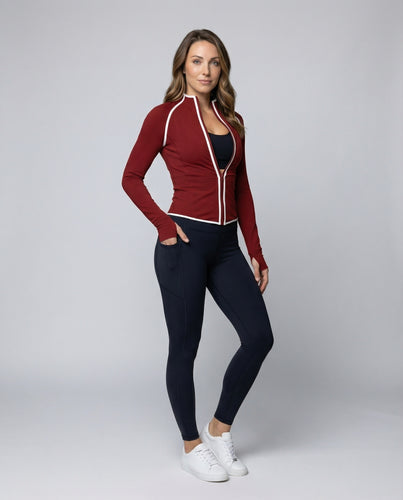 Damen Sportliche Kontrastpaspel Sportjacke