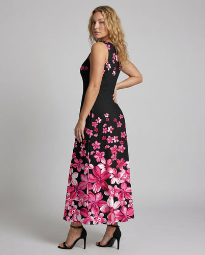 Damen Praktische Eingrifftaschen Maxikleid