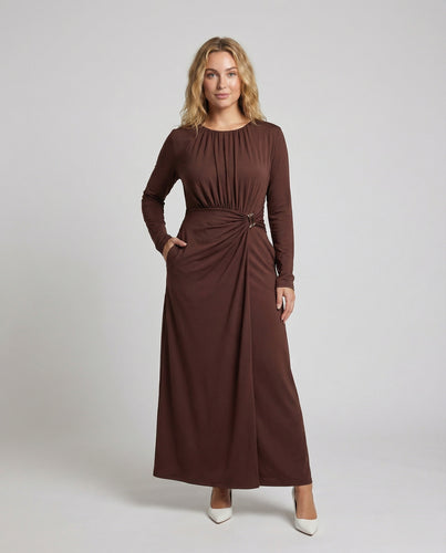 Damen Zeitlose Taillen-Twist Jerseykleid