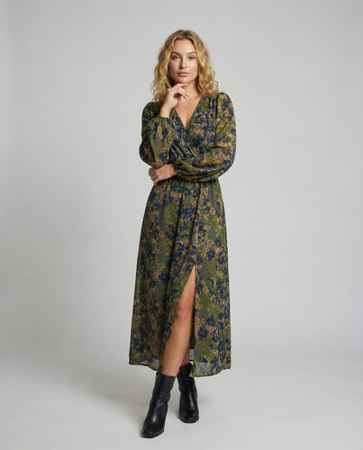 Damen Florale Metallgarn-Optik Jacquard-Maxikleid