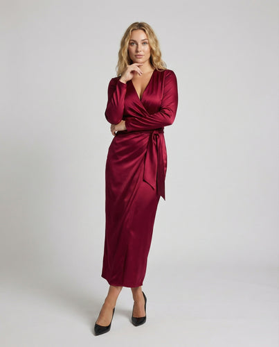 Damen Zarte Knotenschleife Satin-Midikleid