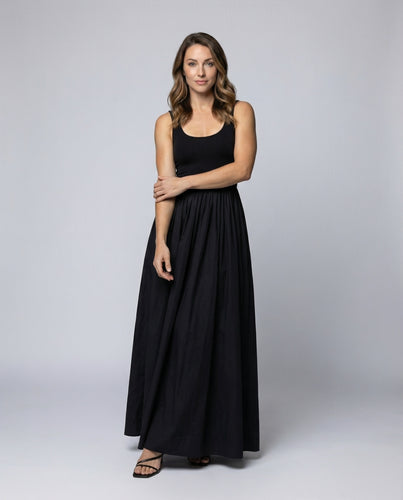 Damen Feminine Geraffter-Maxirock Träger-Oberteil