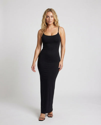 Damen Schlichte Stretchschnitt Jersey-Maxikleid
