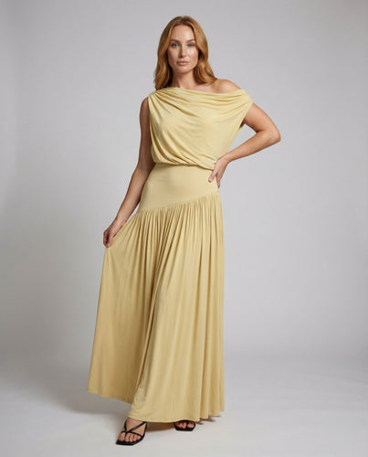 Damen Griechisch-Inspirierte Hüftband Maxikleid