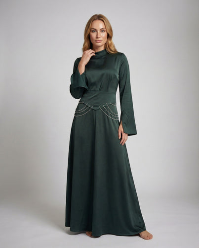 Damen Hochgeschlossene Wickelbund Abendkleid