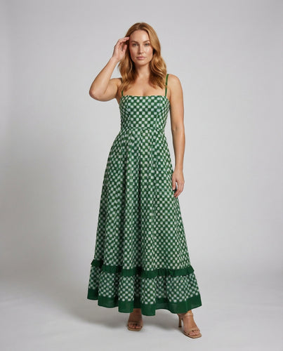 Damen Karierte Bustier-Oberteil Sommerrobe