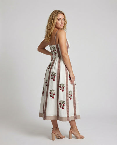 Damen Ländlich-Romantische Taillenpasse Midikleid