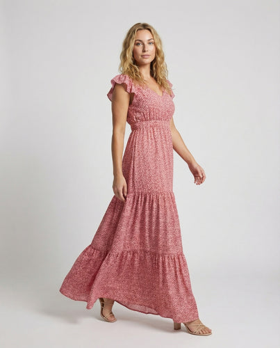 Damen Lockere Unterbrustpasse Etagen-Maxikleid
