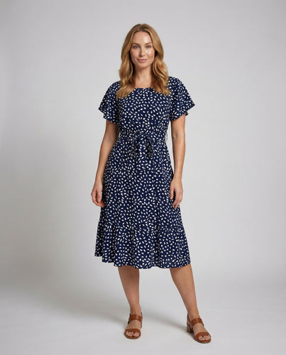 Damen Luftige Bindegürtel A-Linien-Sommerkleid