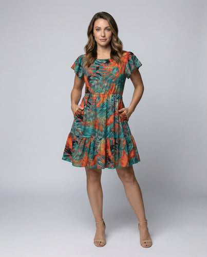 Damen Luftige Taillenband Stufenkleid