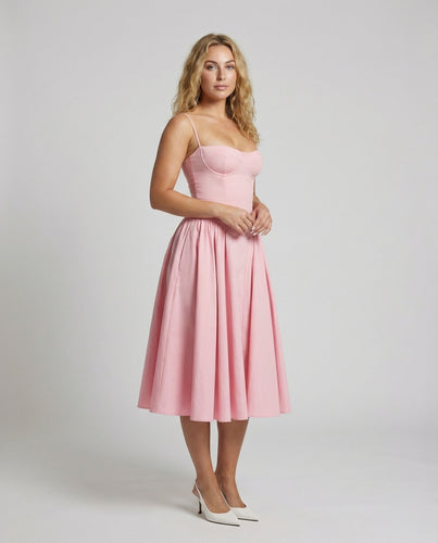 Damen Retro Korsagen-Stil Midikleid